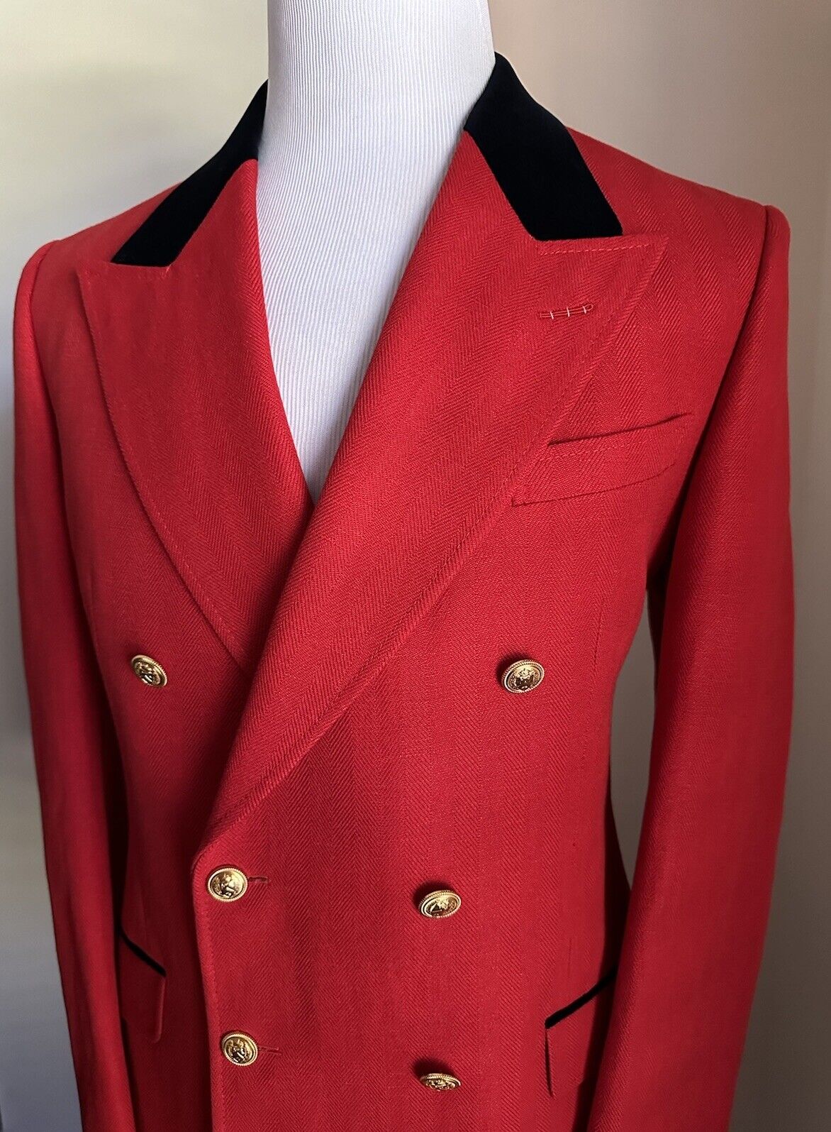 Gucci Men Linen/Wool Double Breasted Sport Coat Blazer Red 42 US/52 Eu NWT $3150