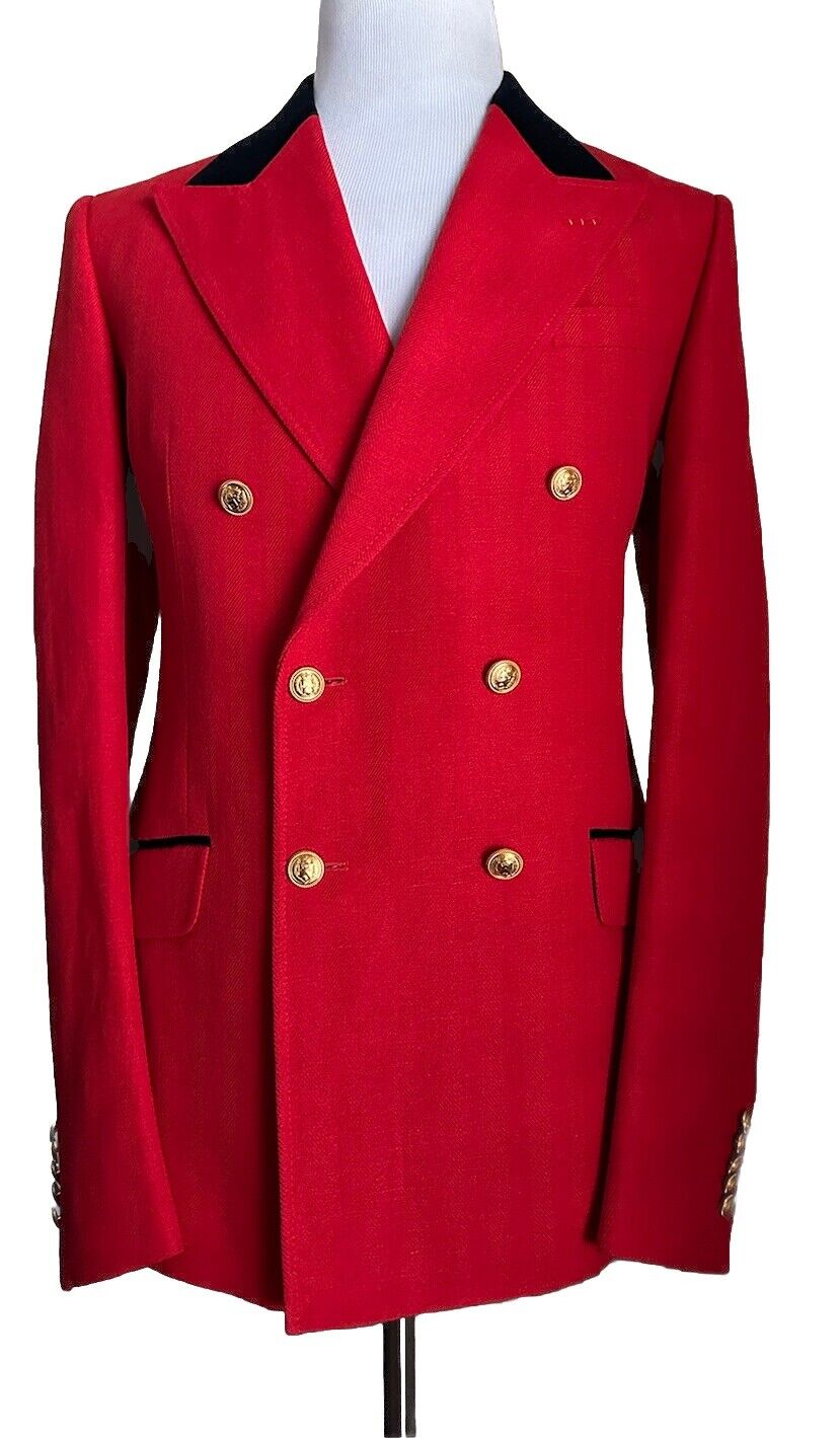 Gucci Men Linen/Wool Double Breasted Sport Coat Blazer Red 44 US/54 Eu NWT $3150