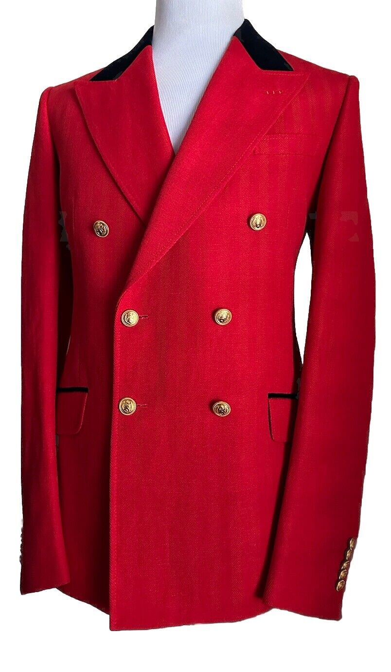 Gucci Men Linen/Wool Double Breasted Sport Coat Blazer Red 44 US/54 Eu NWT $3150