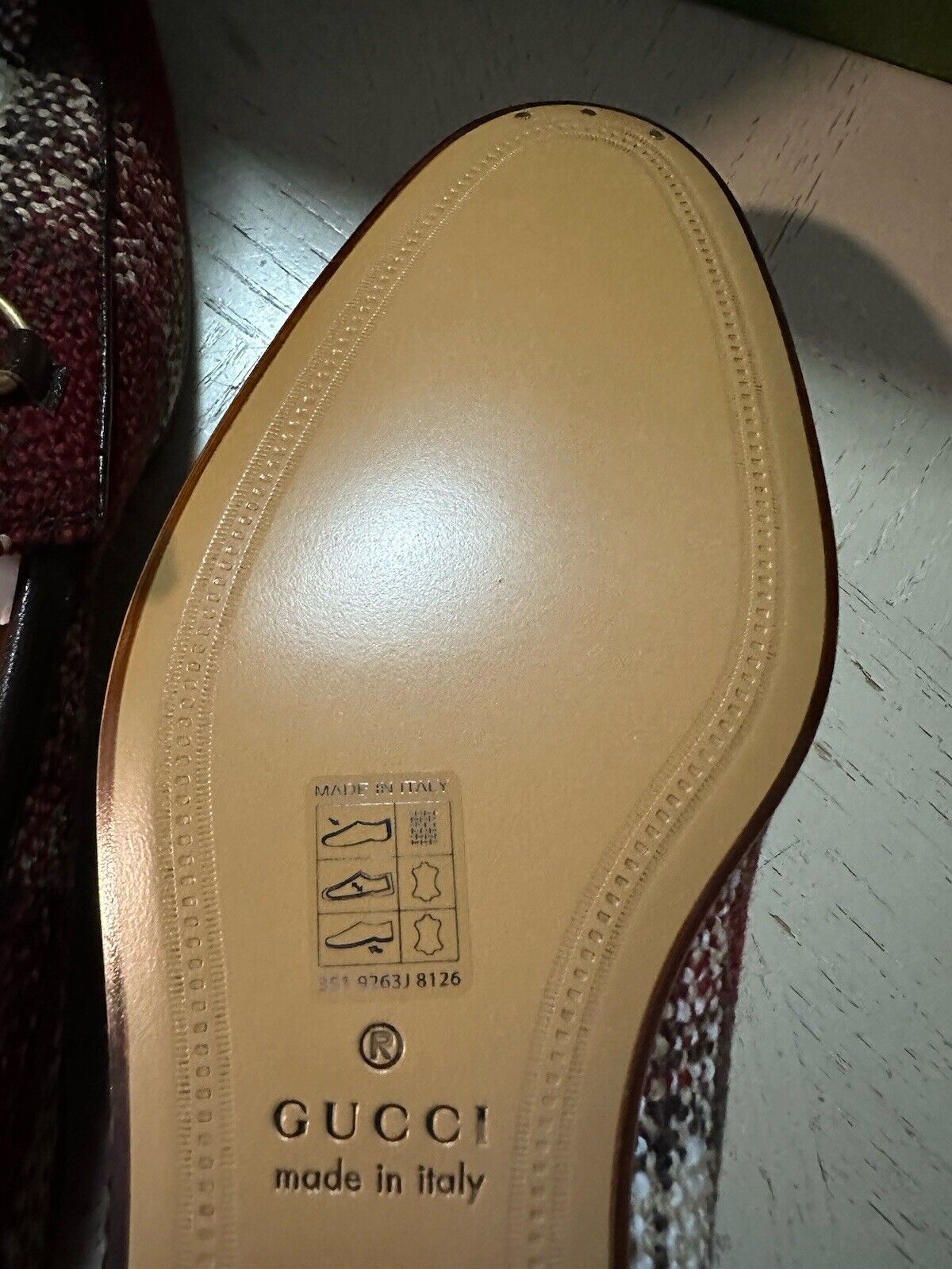 Gucci Mens Loafers Moccasin Shoes Red/Cocoa/Mul 10.5 US/9.5 UK 430088 New $920
