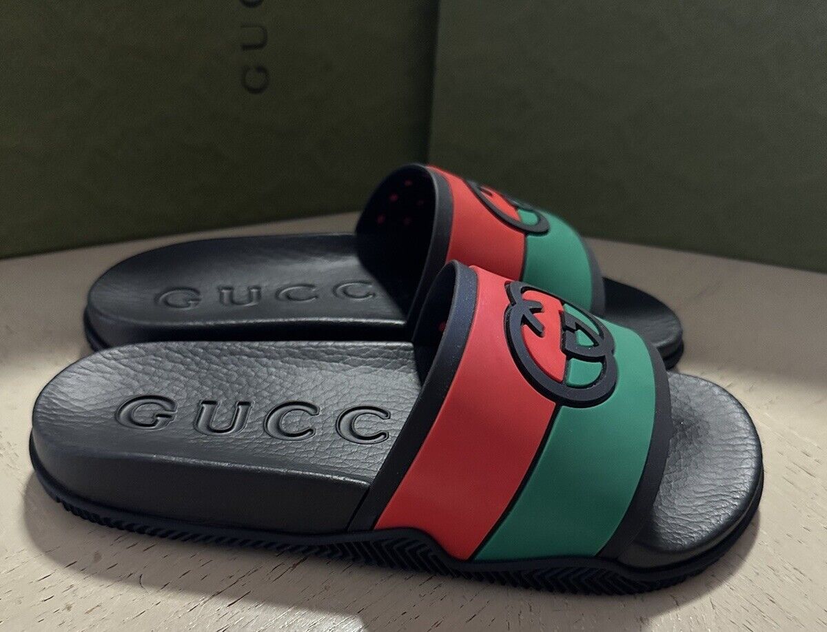 Gucci Women GG Interlock Sandal Shoes Red/Green/Black 6 US ( 36 Eu ) 655461 New