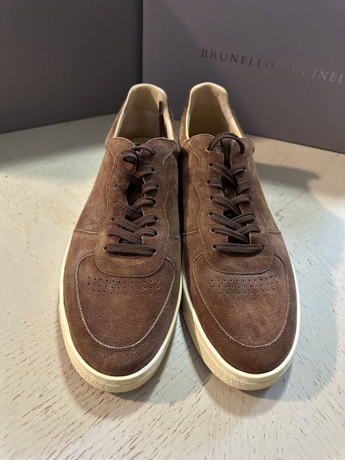 Brunello Cucinelli Men Suede Sneakers Shoes Dark Brown 11 US/44 Eu New $950