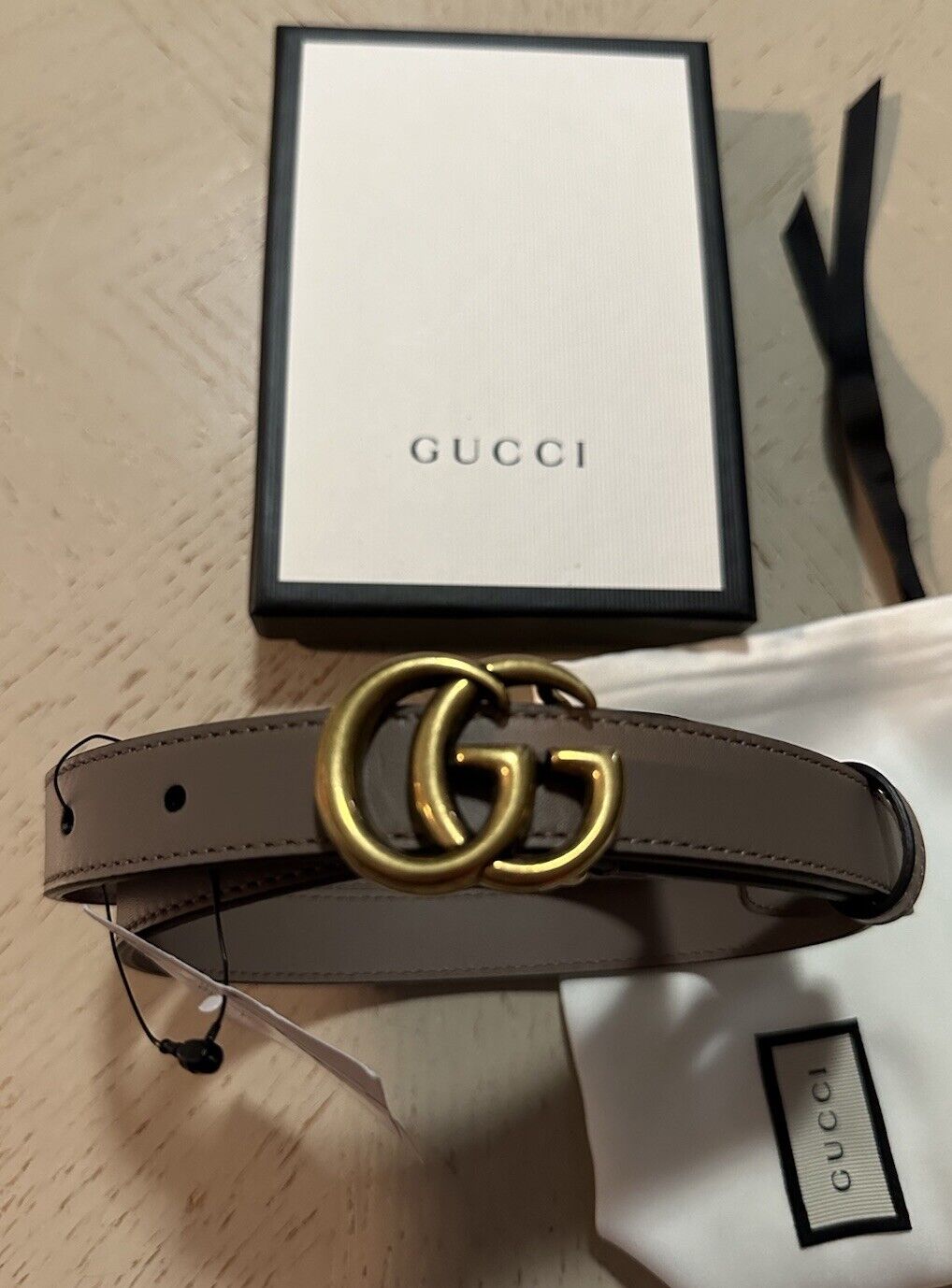 Gucci Women Leather GG Thin Width Belt Brown Size 70/28 409417 NWT