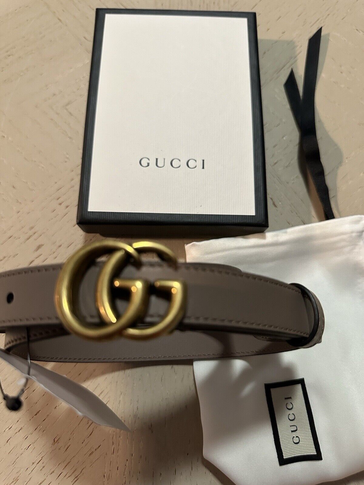 Gucci Women Leather GG Thin Width Belt Brown Size 70/28 409417 NWT