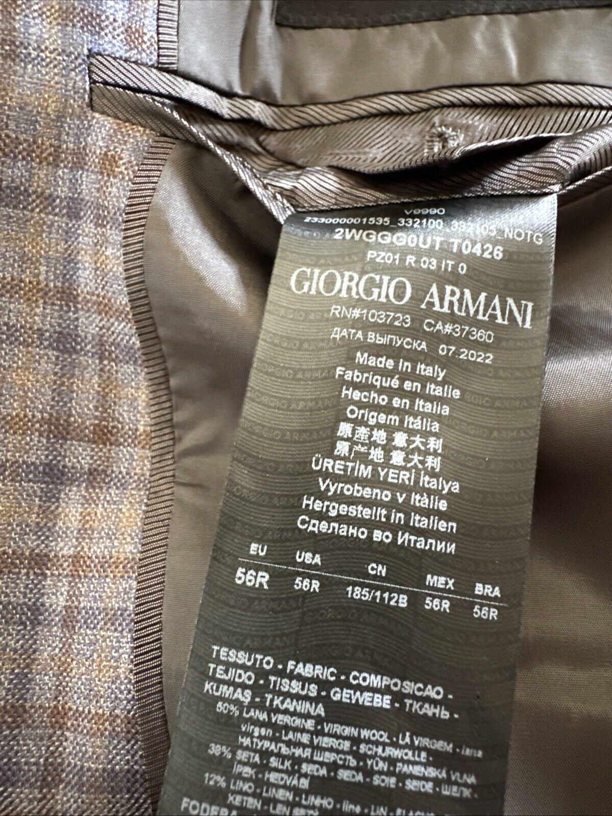 Giorgio Armani Men Sport Coat Jacket Blazer Gr/Blue/Brown 46R US/56R E NWT $2595