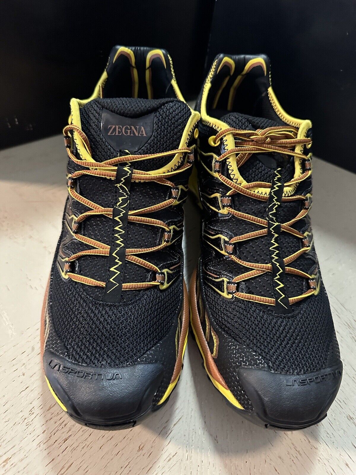 New Zegna Men Sneakers Shoes Black/Yellow/Brown 11 US