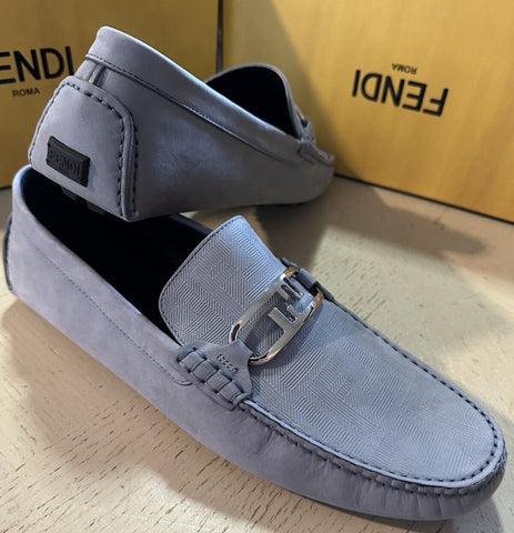 Fendi Men’s FF Logo Leather Driver Loafers Shoes Sky Blue 12 US/11 UK New $770