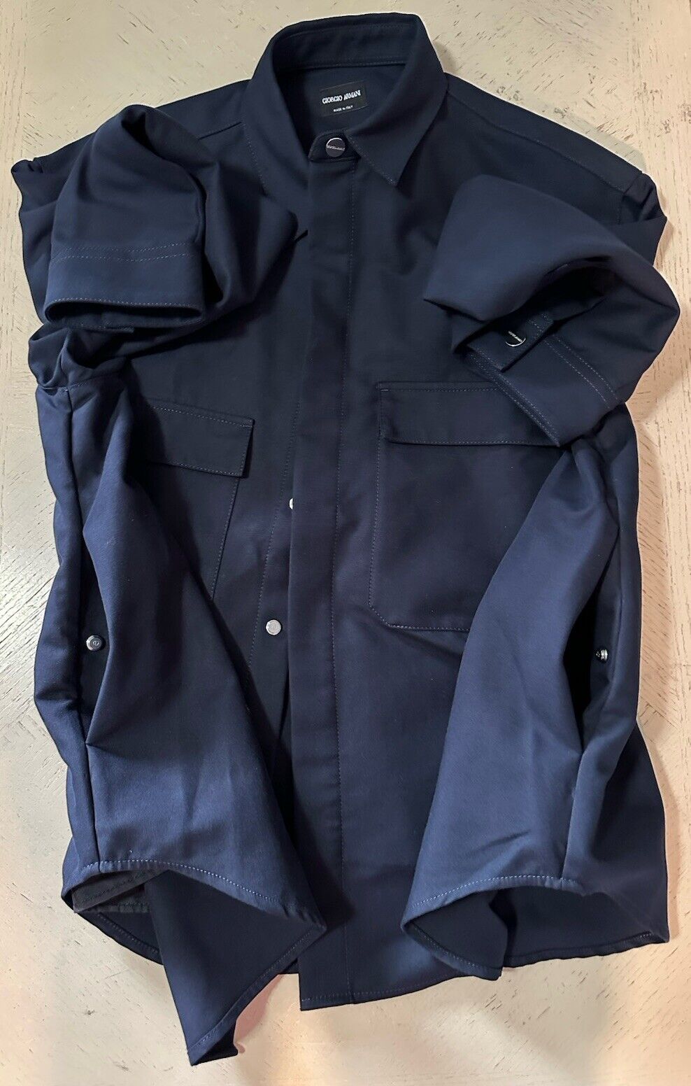 Giorgio Armani Men Oversized Jacket Shirt Navy 44 US/54 Eu Italy NWT $1295