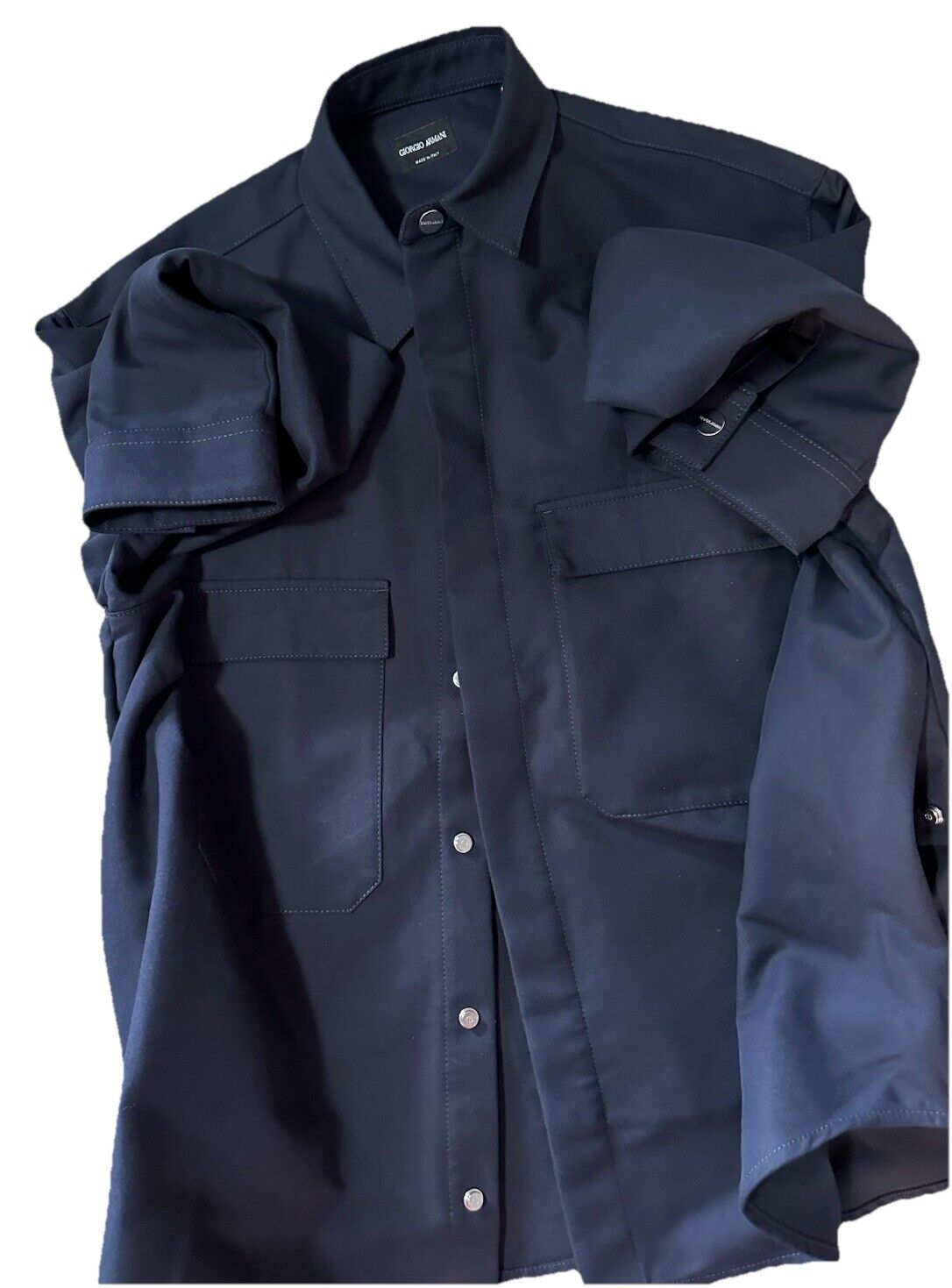 Giorgio Armani Men Oversized Jacket Shirt Navy 44 US/54 Eu Italy NWT $1295