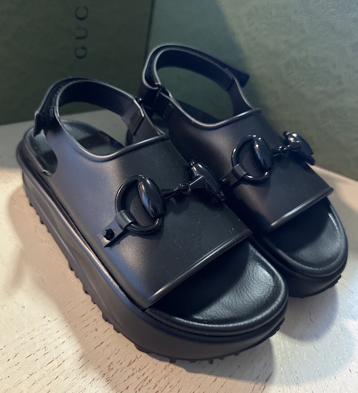 Gucci Women Soft Rubber Sandal Black 8 US/38 Eu New 742435