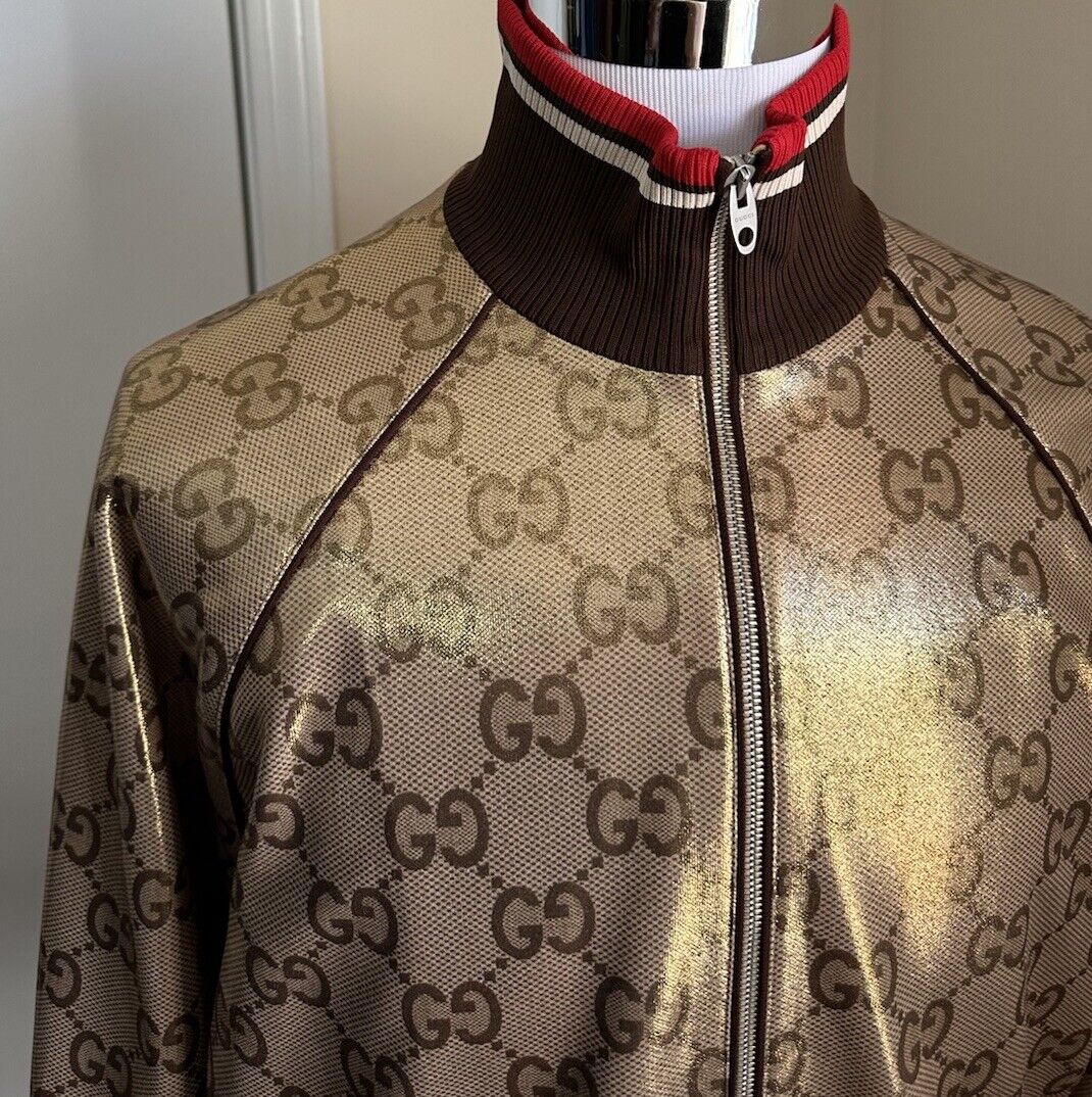 New $5400 Gucci Men’s GG-monogram Metallic Jersey Track Suit Gold XL New