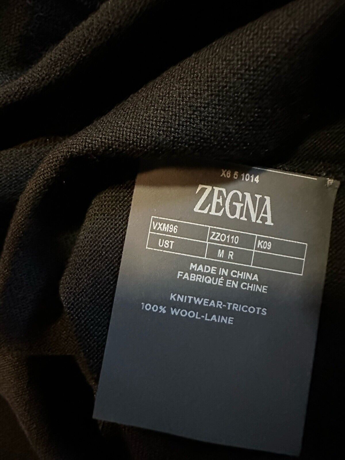 ZZEGNA Men Crewneck Wool Sweater Black Size M New $590