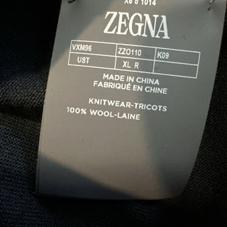 ZZEGNA Men Crewneck Wool Sweater Black Size XL New $590