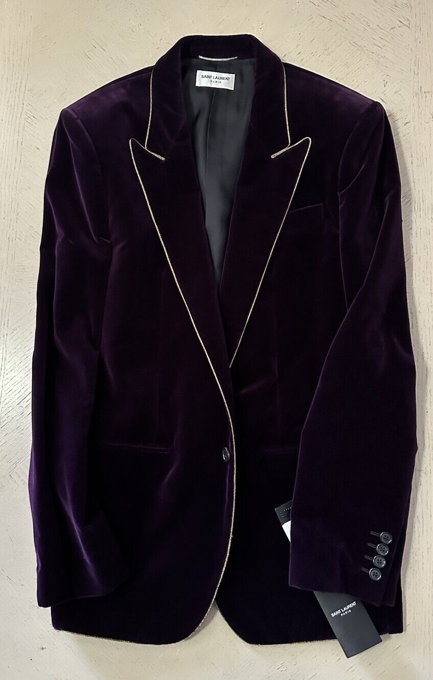 Saint Laurent Men Velvet Jacket Blazer DK Purple 42R US/52R US New $2990