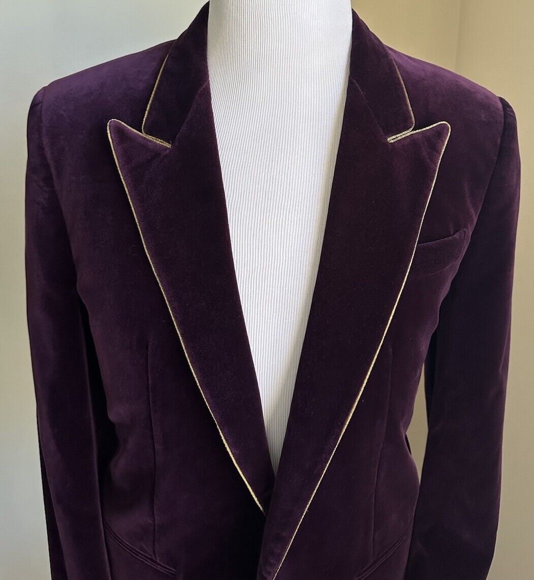 Saint Laurent Men Velvet Jacket Blazer DK Purple 42R US/52R US New $2990