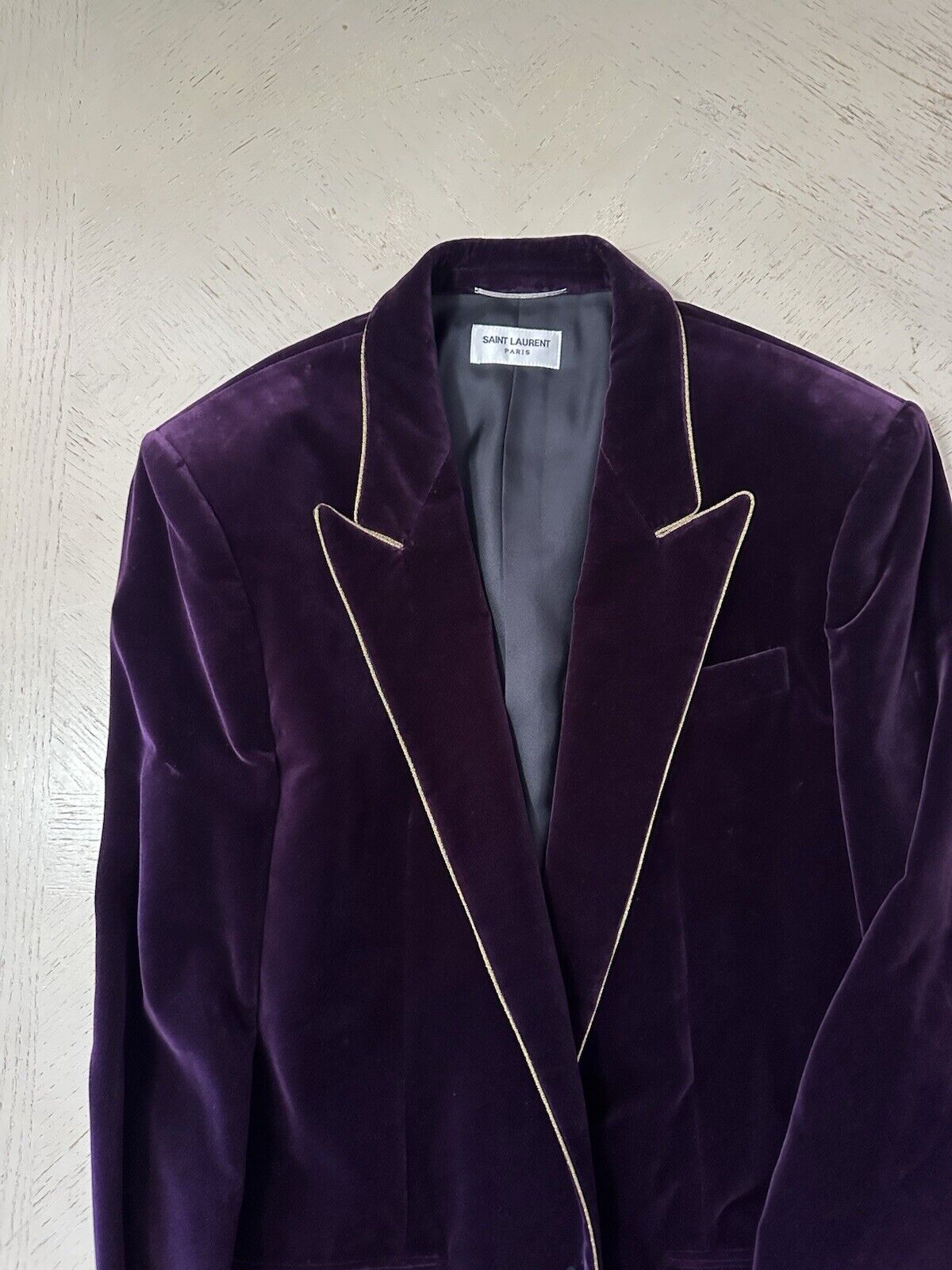 Saint Laurent Men Velvet Jacket Blazer DK Purple 42R US/52R US New $2990