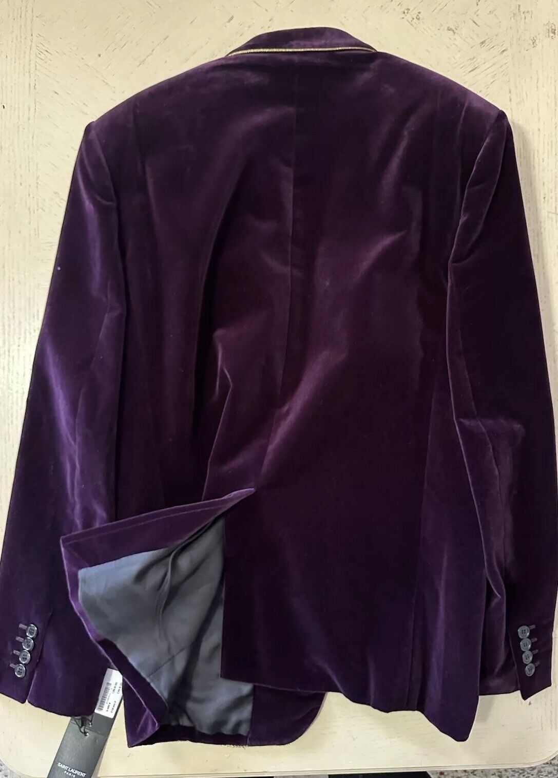 Saint Laurent Men Velvet Jacket Blazer DK Purple 42R US/52R US New $2990