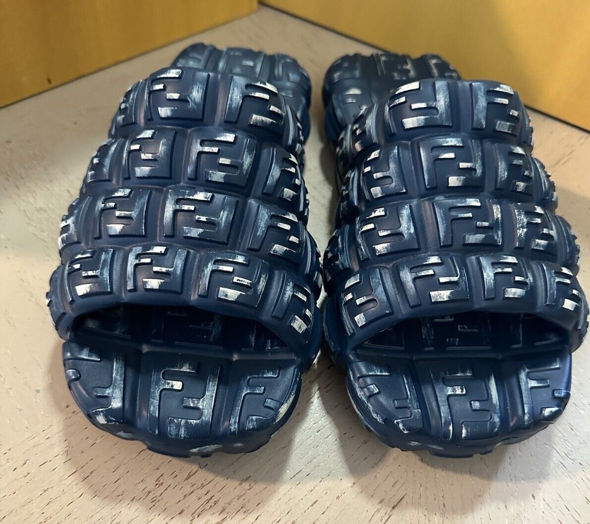 Fendi Men FF Logo Sandal Blue 9 US/8 UK New $620 Italy