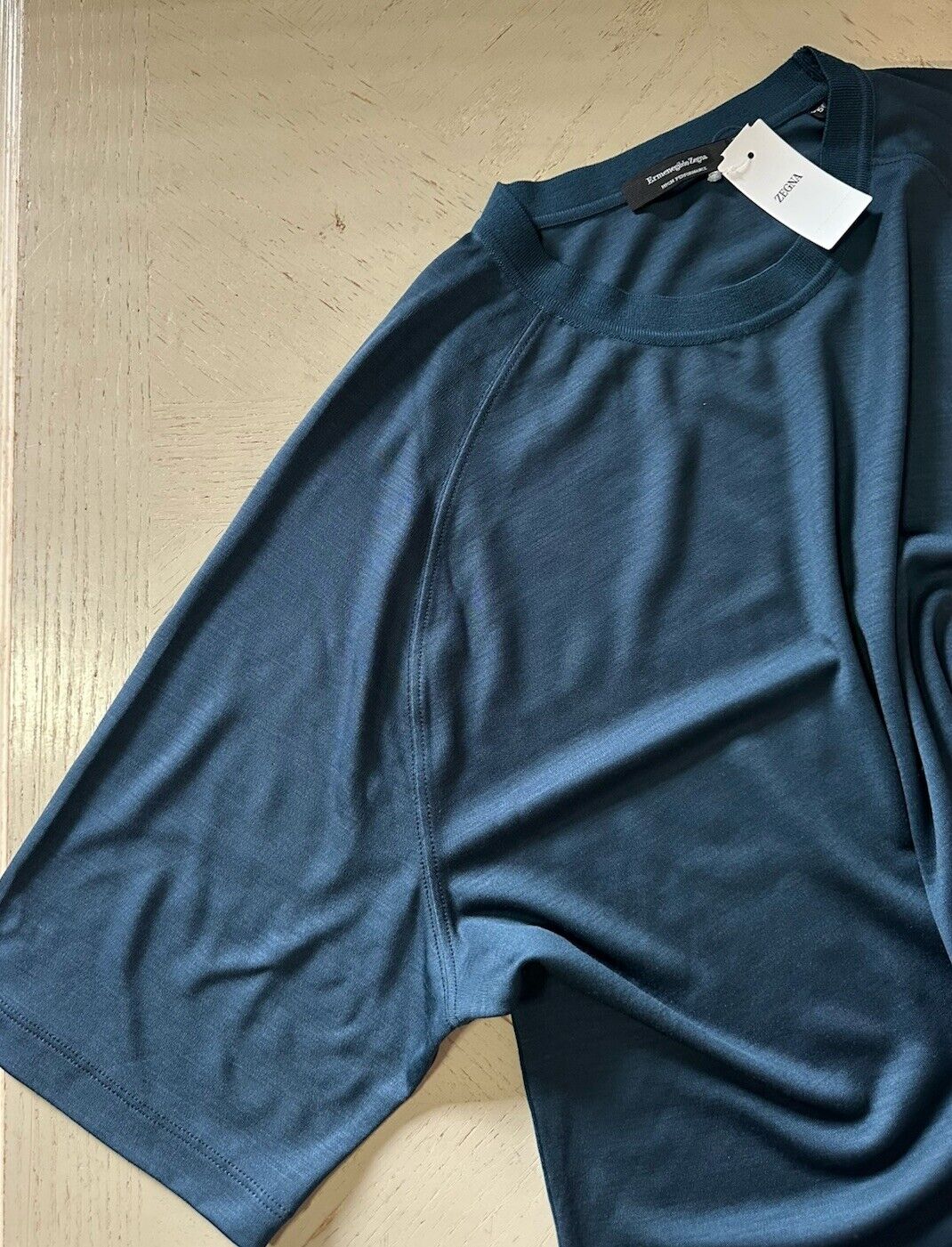 Ermenegildo Zegna Short Sleeve Crewneck Shirt Blue 56 Eu/XXL New $895