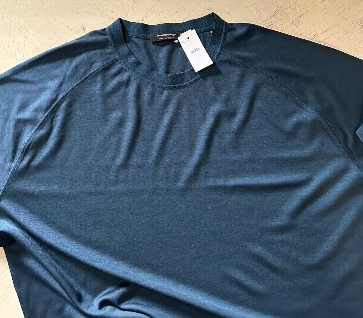 Ermenegildo Zegna Short Sleeve Crewneck Shirt Blue 56 Eu/XXL New $895