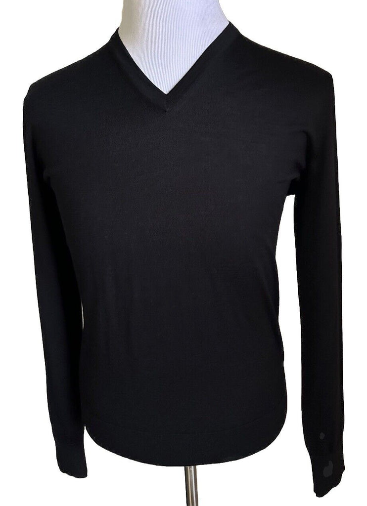 NWT $1195 Ermenegildo Zegna Knitwear V-Neck Sweater Black 48 Eu/S Italy
