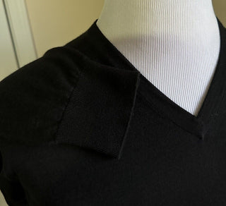 NWT $1195 Ermenegildo Zegna Knitwear V-Neck Sweater Black 48 Eu/S Italy