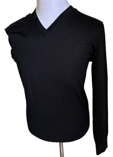 NWT $1195 Ermenegildo Zegna Knitwear V-Neck Sweater Black 48 Eu/S Italy