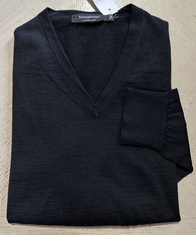 NWT $1195 Ermenegildo Zegna Knitwear V-Neck Sweater Black 48 Eu/S Italy