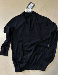 NWT $1195 Ermenegildo Zegna Knitwear V-Neck Sweater Black 48 Eu/S Italy