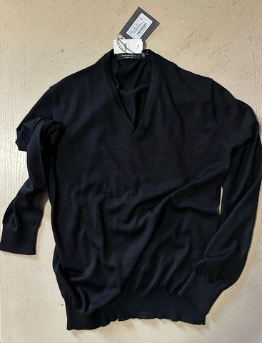 NWT $1195 Ermenegildo Zegna Knitwear V-Neck Sweater Black 48 Eu/S Italy