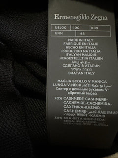 NWT $1195 Ermenegildo Zegna Knitwear V-Neck Sweater Black 48 Eu/S Italy