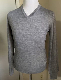 NWT $1195 Ermenegildo Zegna Knitwear V-Neck Sweater Gray 48 Eu/S Italy