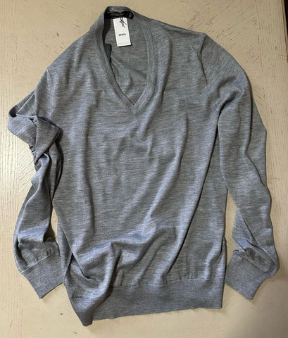 NWT $1195 Ermenegildo Zegna Knitwear V-Neck Sweater Gray 48 Eu/S Italy