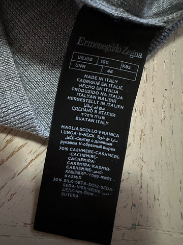 NWT $1195 Ermenegildo Zegna Knitwear V-Neck Sweater Gray 48 Eu/S Italy