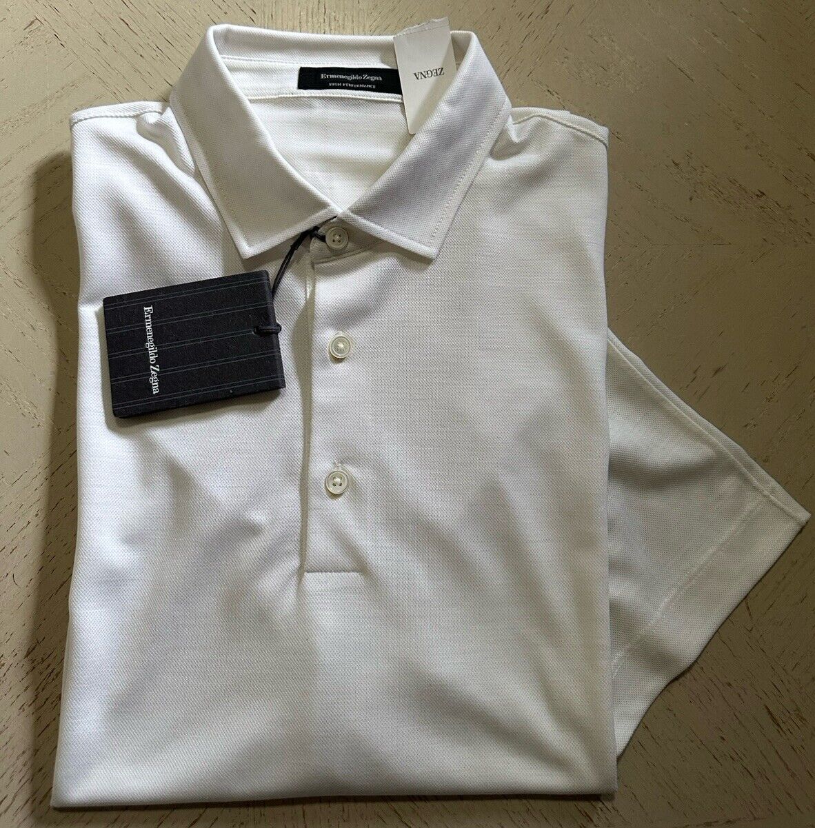 Ermenegildo Zegna Short Sleeve Wool Polo Shirt White Size 56 Eu/XXL New $795