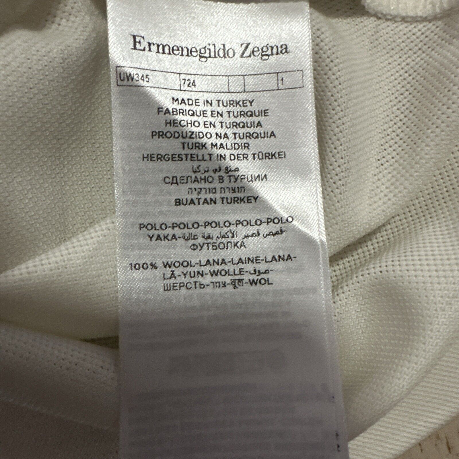 Ermenegildo Zegna Short Sleeve Wool Polo Shirt White Size 56 Eu/XXL New $795