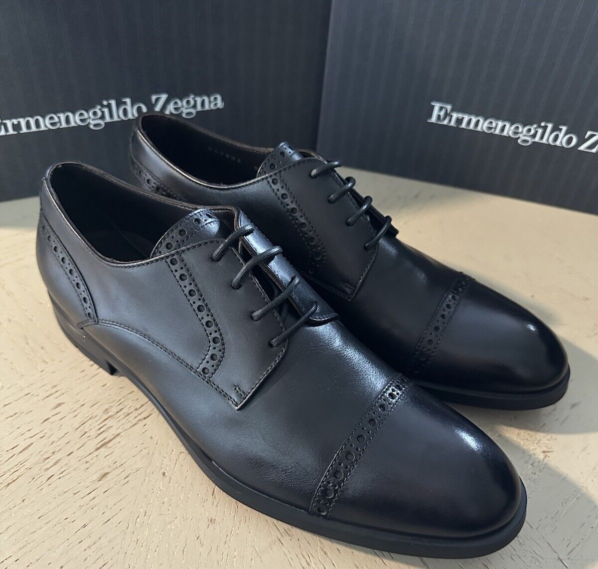 Ermenegildo Zegna Derby Dress Shoes Black 10 US ( 43 Eu ) Italy New $780