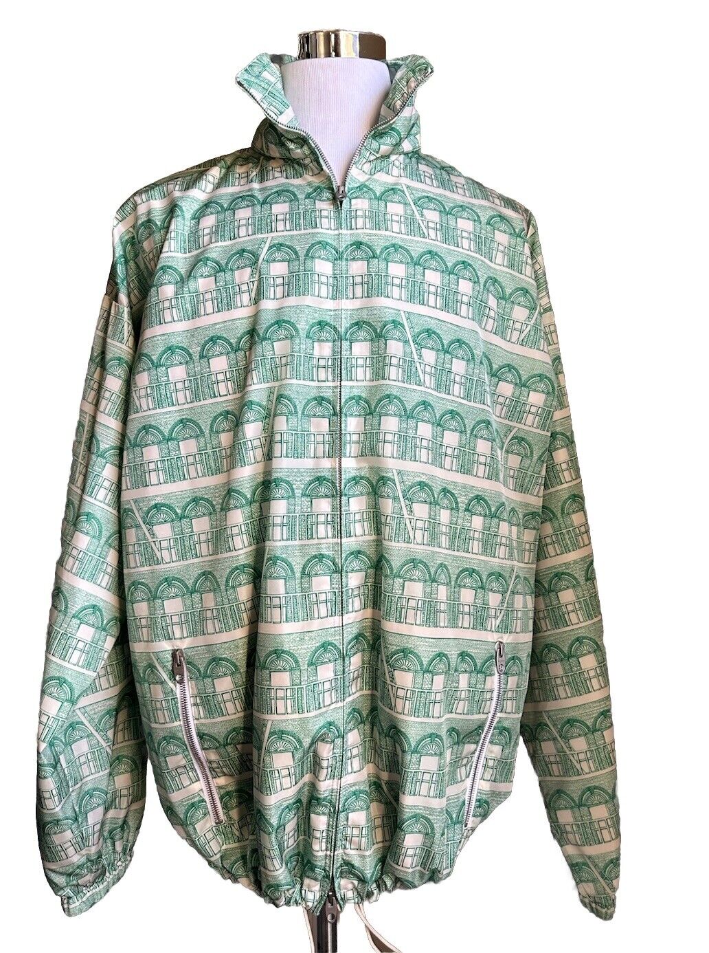 NWT $1900 Gucci Men's Oversized Track Jacket Green/white Size 42 US/52 Eu  Italy