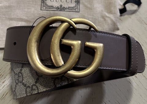 Gucci Women Leather GG Belt Brown/Beige Size 75/30 NWT 400593