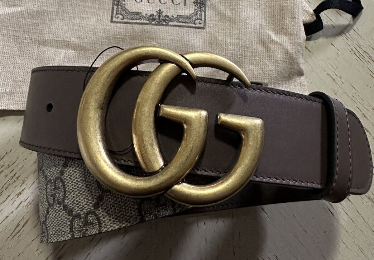 Gucci Women Leather GG Belt Brown/Beige Size 75/30 NWT 400593