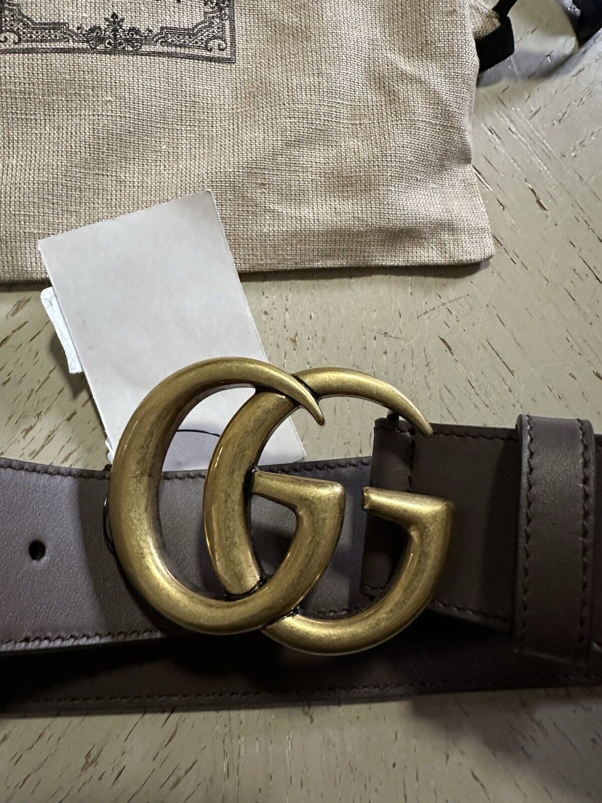 Gucci Women Leather GG Belt Brown/Beige Size 75/30 NWT 400593