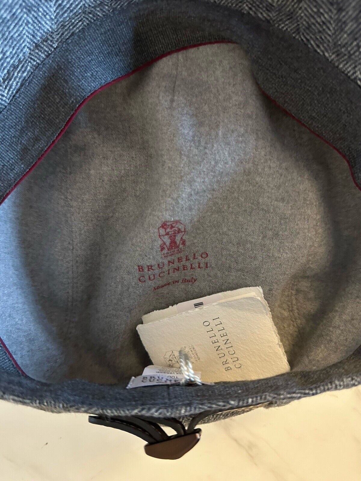 NWT $630 Brunello Cucinelli Men Flat Cap Hat Gray Size M Italy