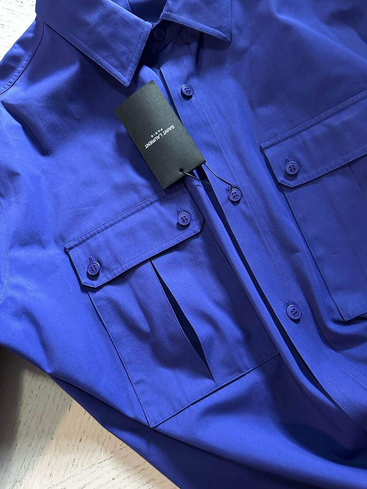 Saint Laurent Men Shirt Overshirt Jacket Encre/Blue Size 40/L New $850 Italy