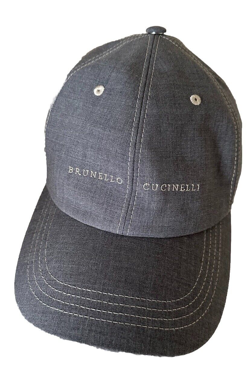 NWT $550 Brunello Cucinelli Men Suede Baseball Cap Hat Gray Size M Italy