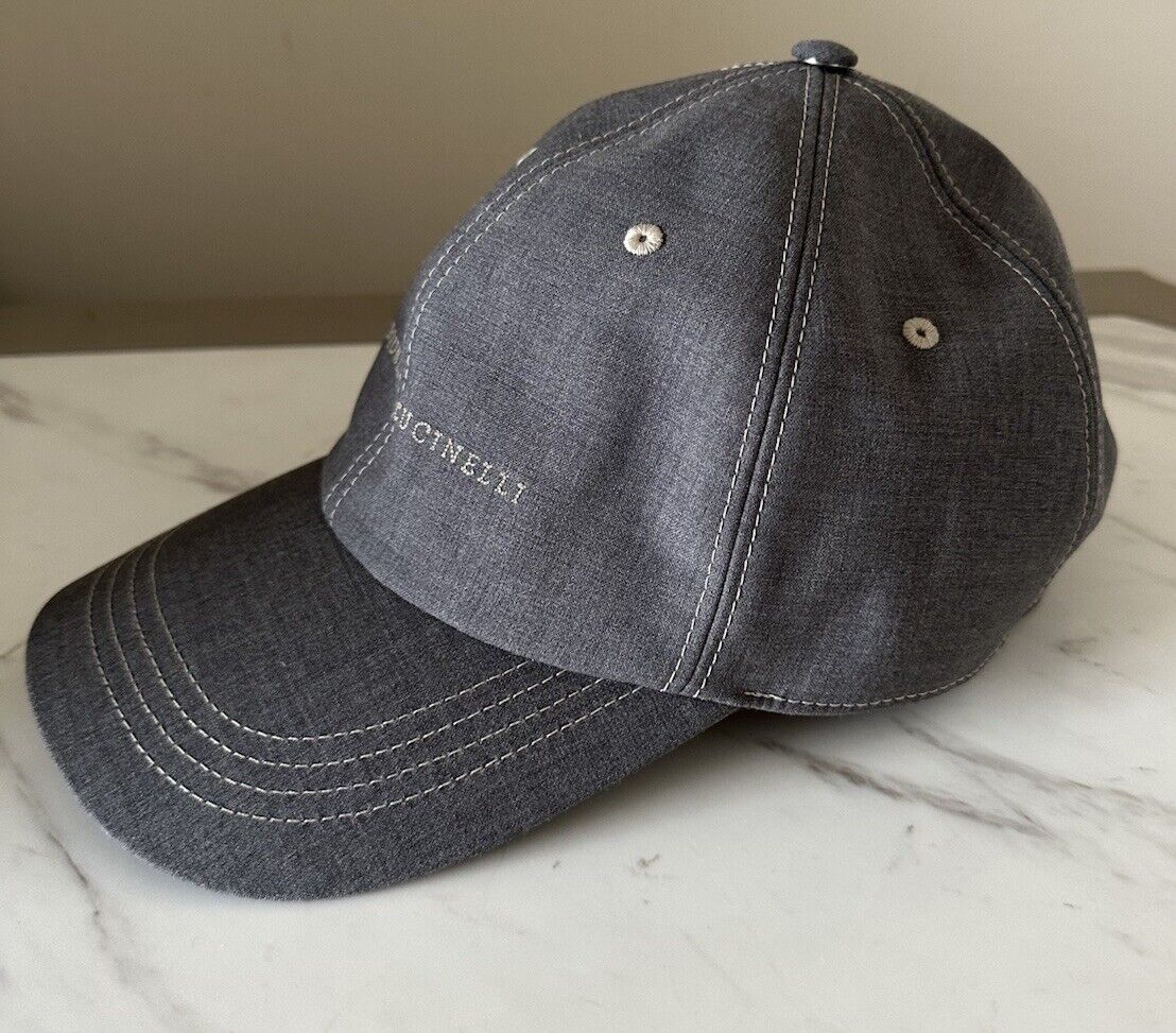 NWT $550 Brunello Cucinelli Men Suede Baseball Cap Hat Gray Size M Italy