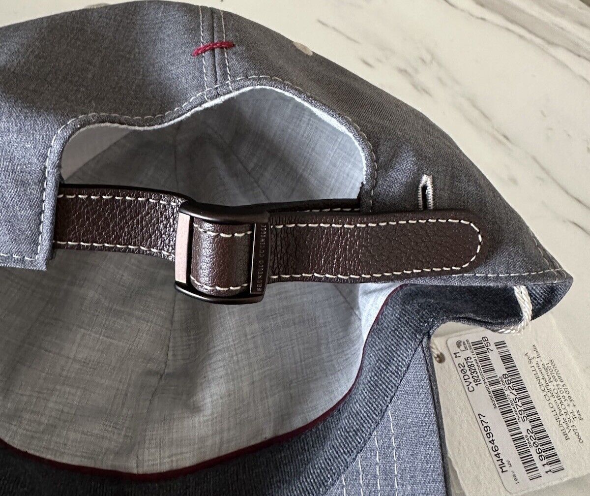 NWT $550 Brunello Cucinelli Men Suede Baseball Cap Hat Gray Size M Italy