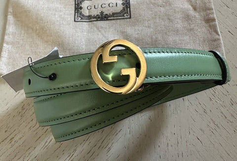 Gucci Women Leather GG Thin Width Belt Green Size 100/40 723073 NWT