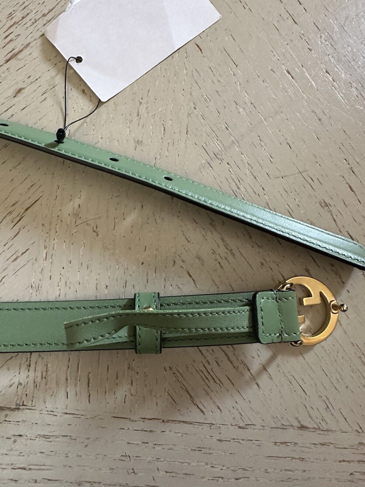 Gucci Women Leather GG Thin Width Belt Green Size 100/40 723073 NWT