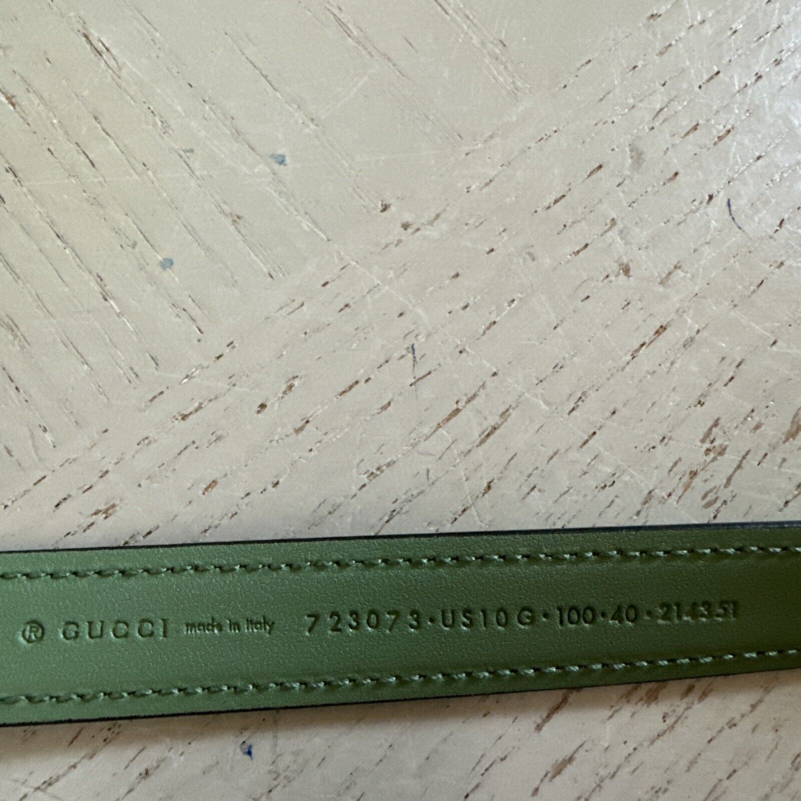 Gucci Women Leather GG Thin Width Belt Green Size 100/40 723073 NWT