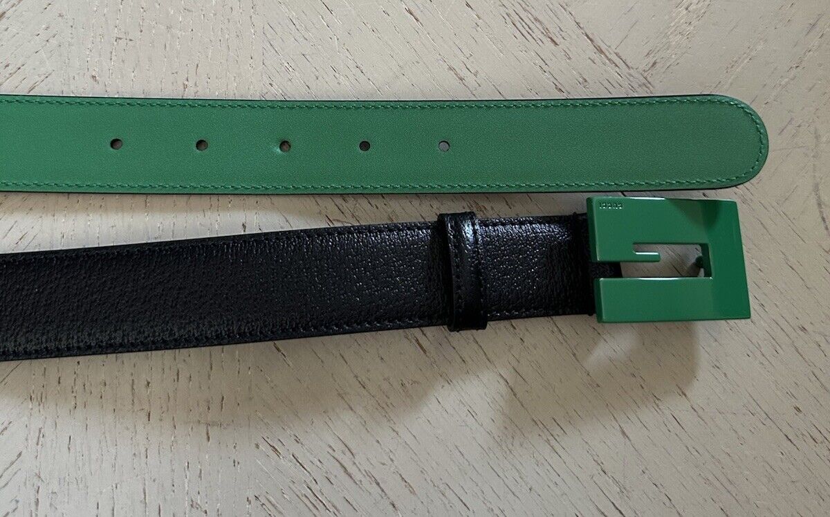 Gucci Mens Leather Belt Black/Green 105/42 New $690 709974